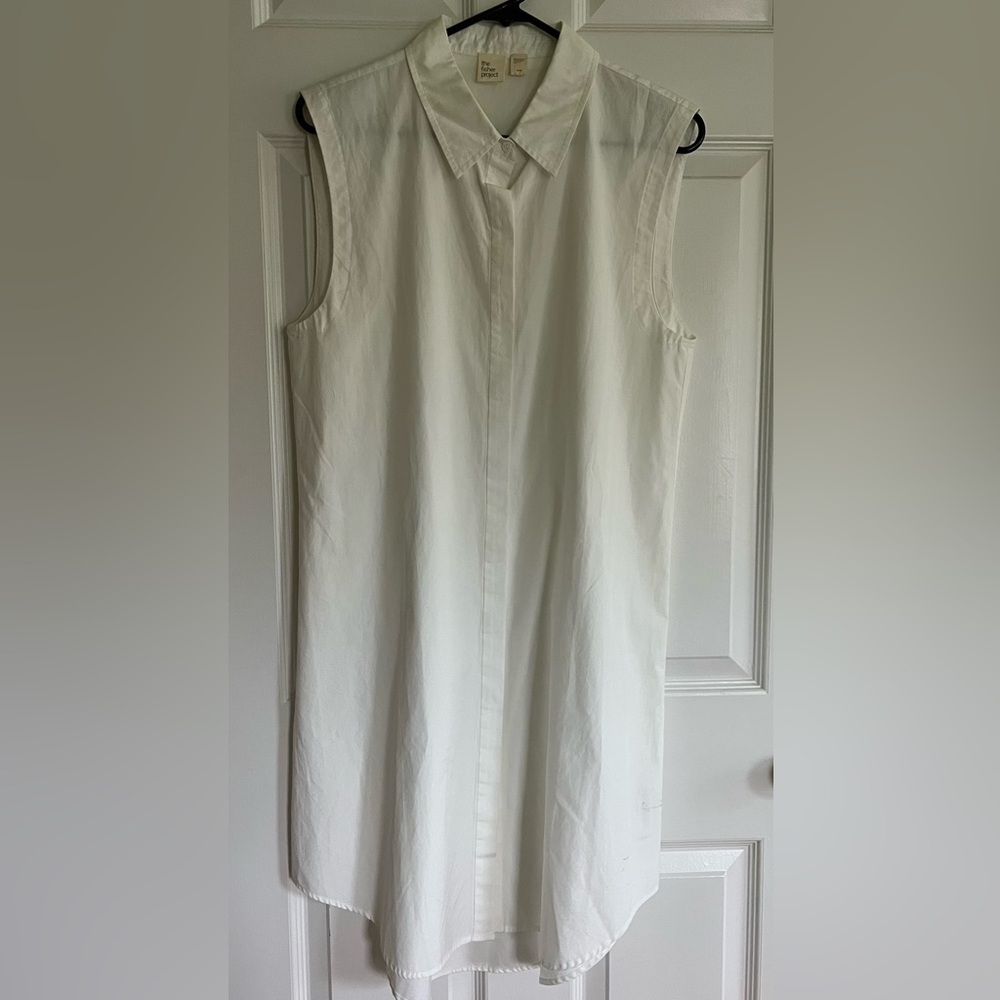 Eileen Fisher Sleeveless White Dress/Tunic Shirt